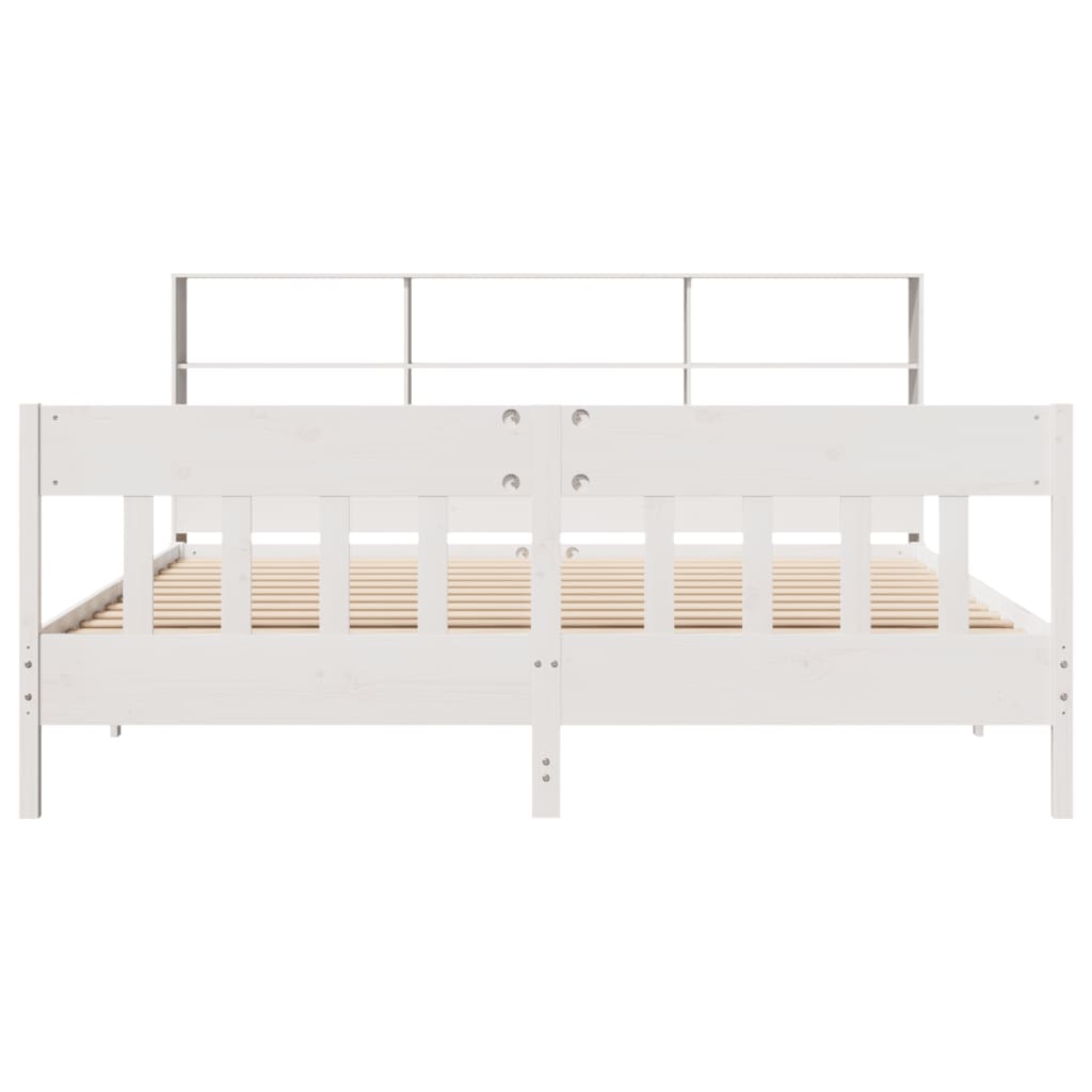 Cadre de lit sans matelas blanc 200x200 cm bois massif de pin