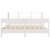 Cadre de lit sans matelas blanc 200x200 cm bois massif de pin