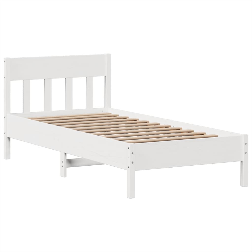 Cadre de lit sans matelas blanc 90x200 cm bois de pin massif