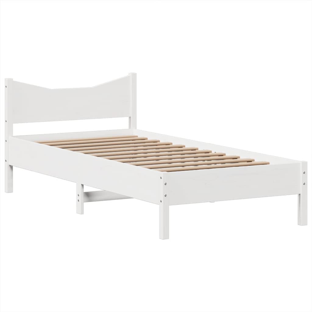 Cadre de lit sans matelas blanc 90x200 cm bois de pin massif