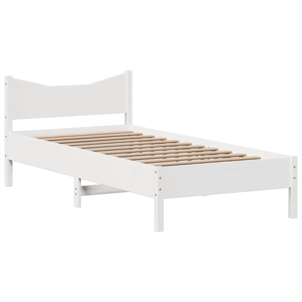 Cadre de lit sans matelas blanc 90x190 cm bois de pin massif