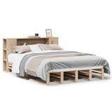 Lit bibliothèque sans matelas 140x190 cm bois massif