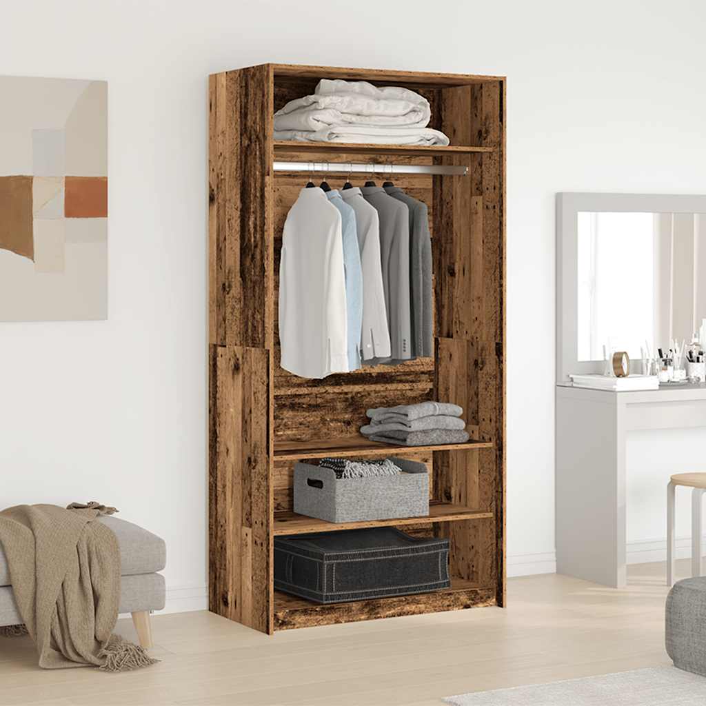 Wardrobe old wood 100x50x200 cm engineered wood