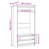 Garde-robe vieux bois 100x50x200 cm bois d'ingénierie