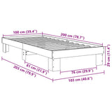 Cadre de lit sans matelas 100x200 cm bois massif de chêne