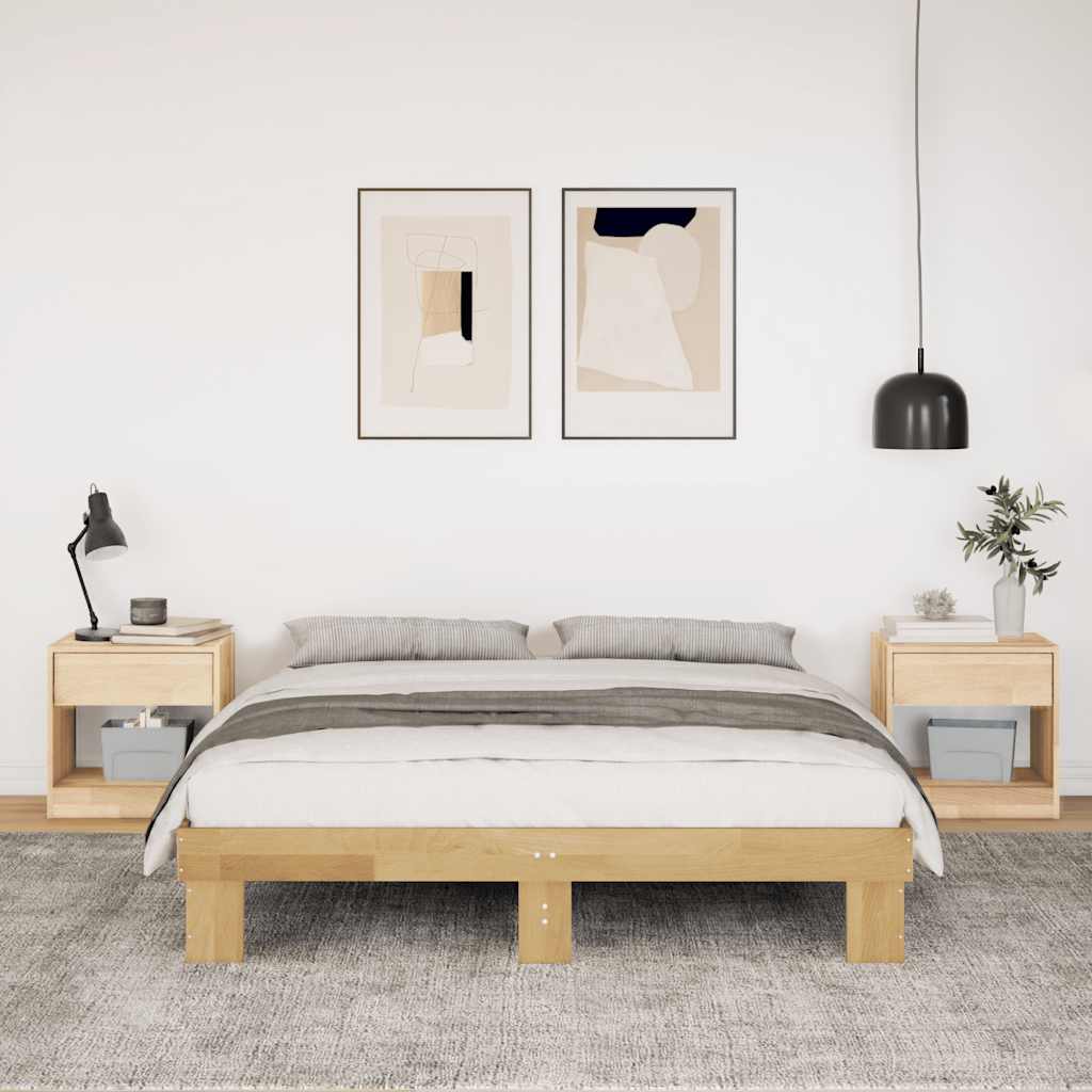 Cadre de lit sans matelas 140x200 cm bois massif de chêne