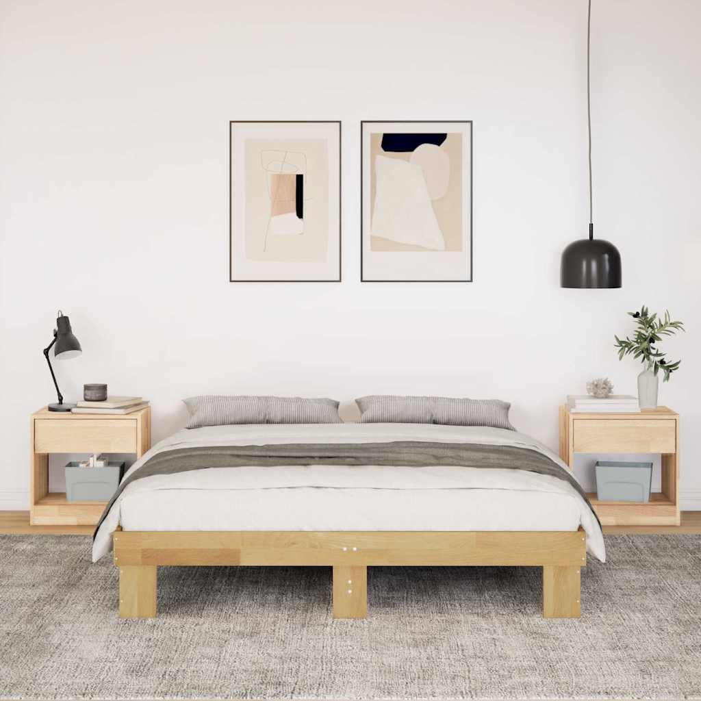 Bed frame without mattress 150x200 cm solid oak wood