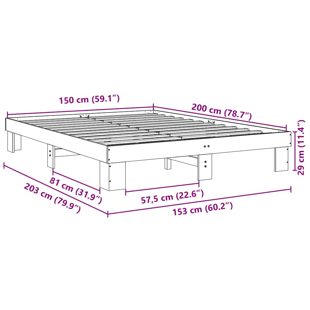 Bed frame without mattress 150x200 cm solid oak wood