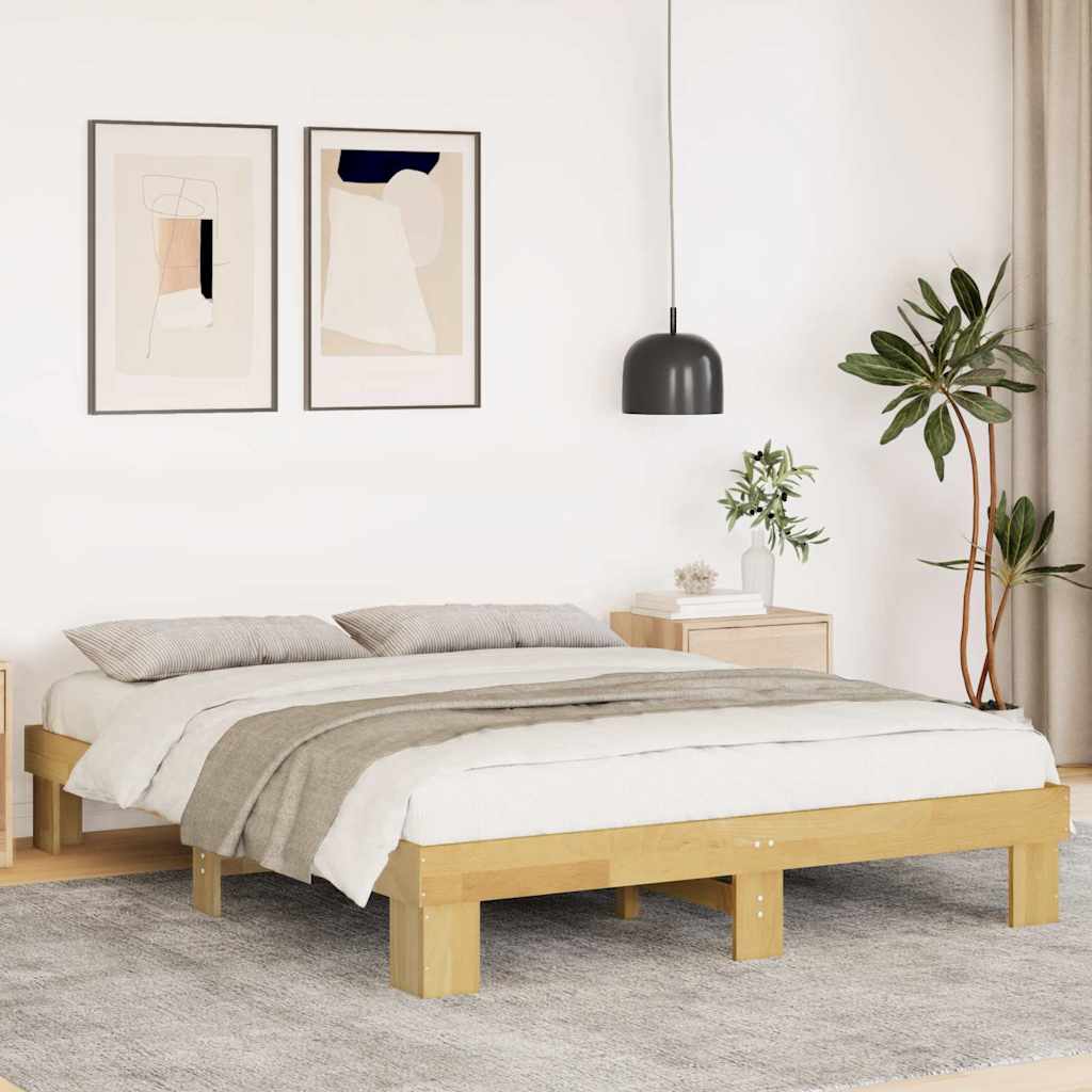 Bed frame without mattress 150x200 cm solid oak wood