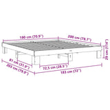 Bed frame without mattress 180x200 cm solid oak wood