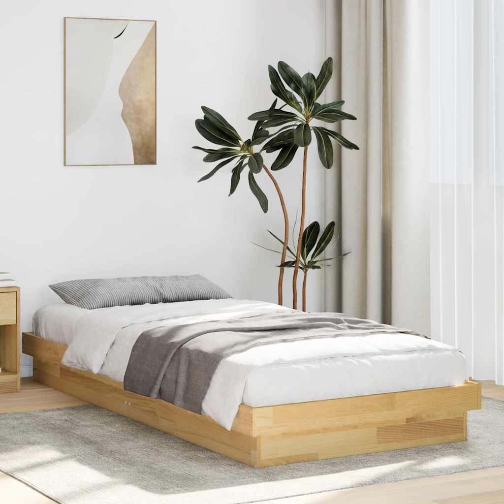 Cadre de lit sans matelas 100x200 cm bois massif de chêne