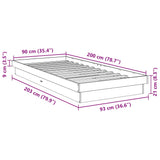 Cadre de lit sans matelas 90x200 cm bois massif de chêne