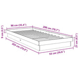 Cadre de lit sans matelas 90x190 cm bois massif de chêne