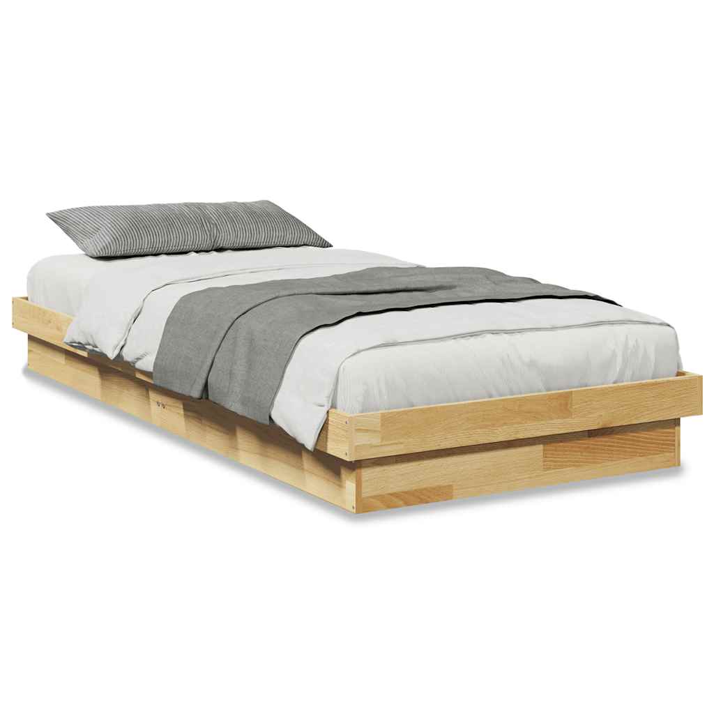 Cadre de lit sans matelas 75x190 cm bois massif de chêne