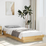 Cadre de lit sans matelas 75x190 cm bois massif de chêne