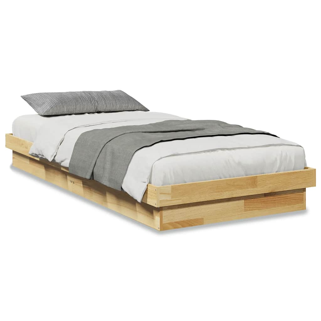 Cadre de lit sans matelas 80x200 cm bois massif de chêne