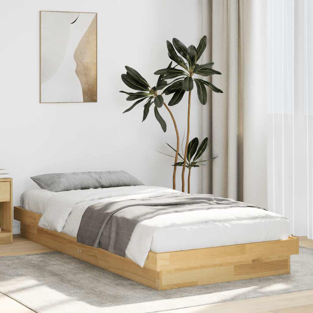 Cadre de lit sans matelas 80x200 cm bois massif de chêne