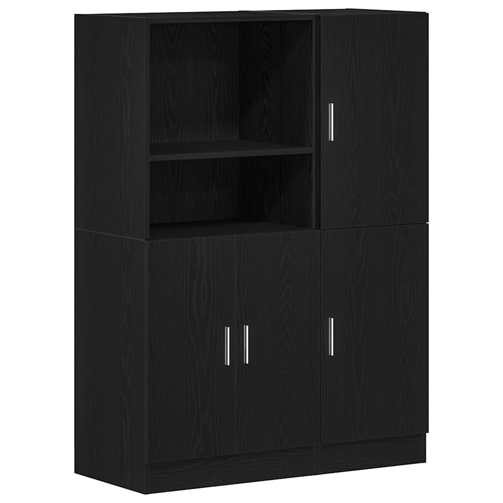 Ensemble d'armoires de cuisine 2 pcs noir bois d'ingénierie