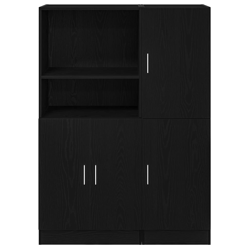 Ensemble d'armoires de cuisine 2 pcs noir bois d'ingénierie