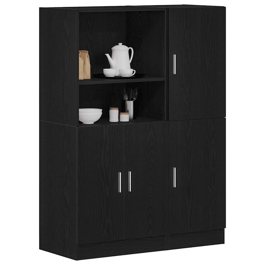 Ensemble d'armoires de cuisine 2 pcs noir bois d'ingénierie