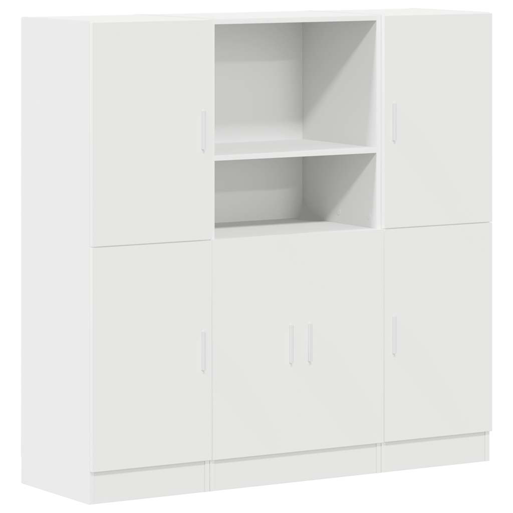 Ensemble d'armoires de cuisine 3 pcs blanc bois d'ingénierie