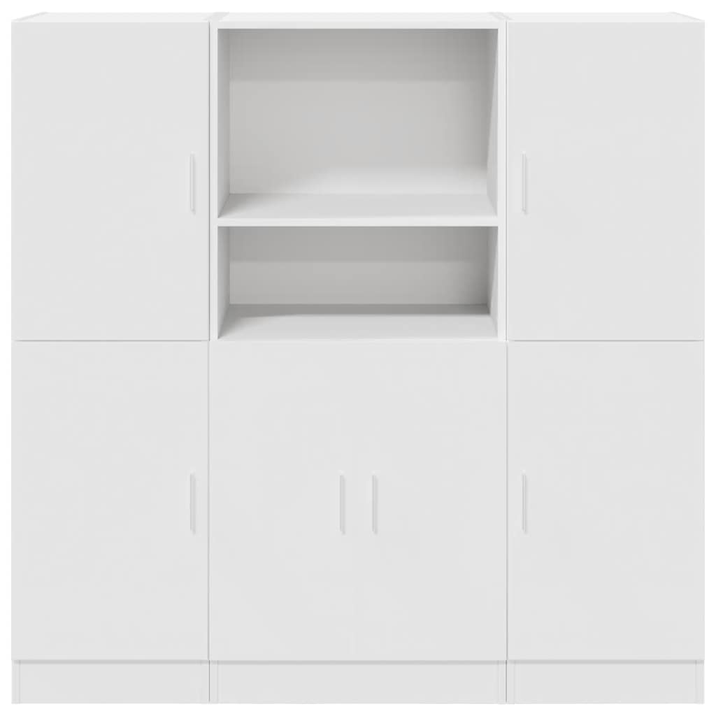 Ensemble d'armoires de cuisine 3 pcs blanc bois d'ingénierie