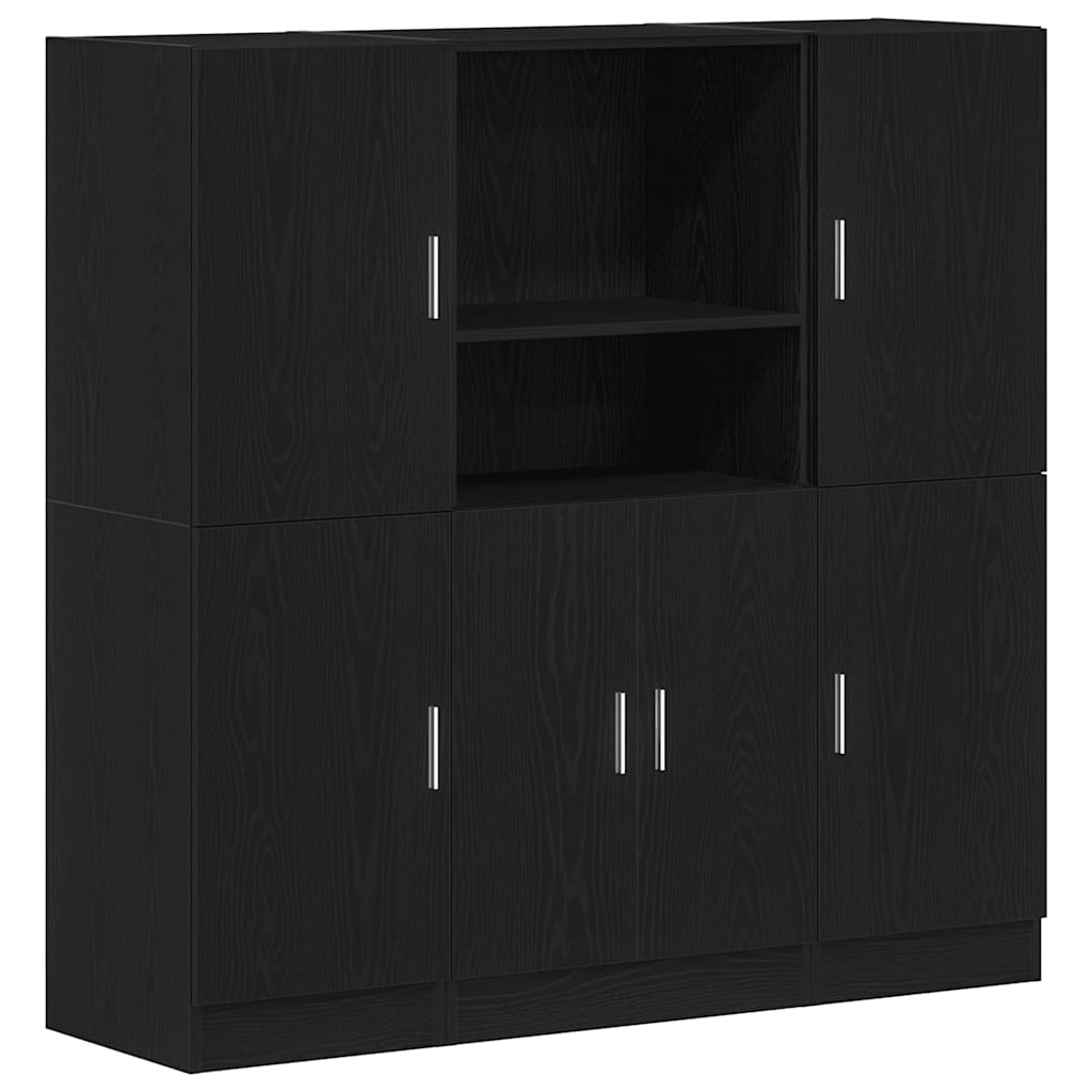 Ensemble d'armoires de cuisine 3 pcs noir bois d'ingénierie