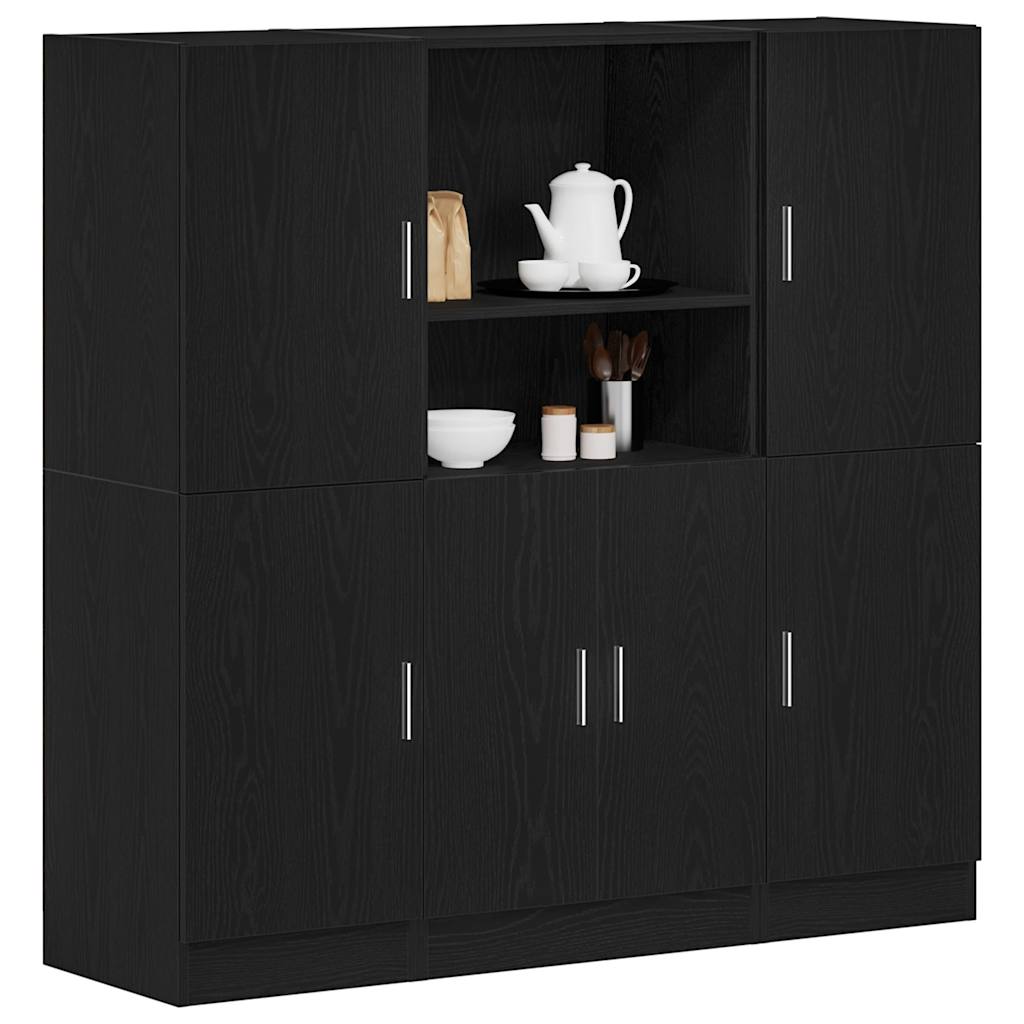 Ensemble d'armoires de cuisine 3 pcs noir bois d'ingénierie