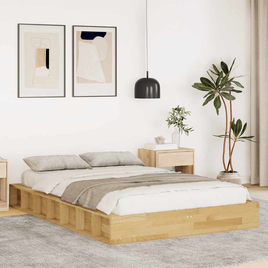 Cadre de lit sans matelas 120x200 cm bois massif de chêne