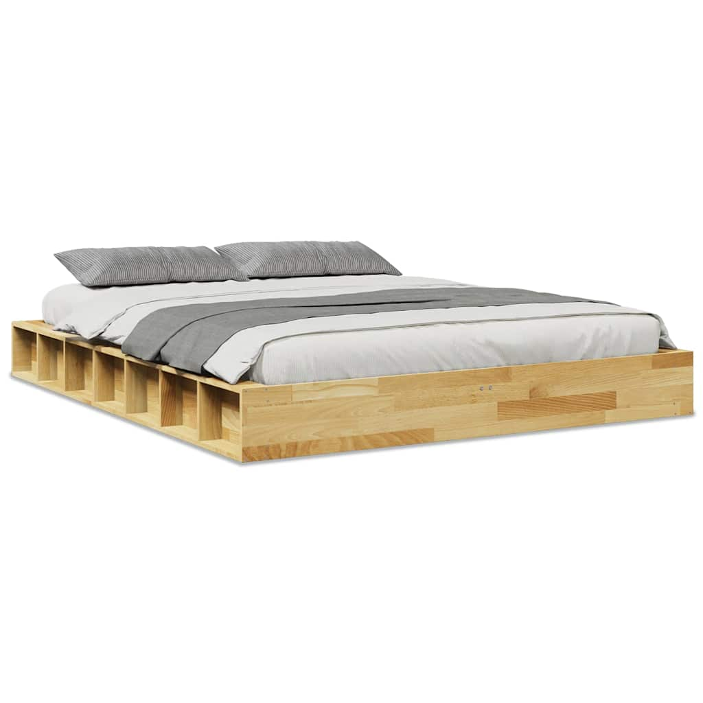 Cadre de lit sans matelas 140x200 cm bois massif de chêne