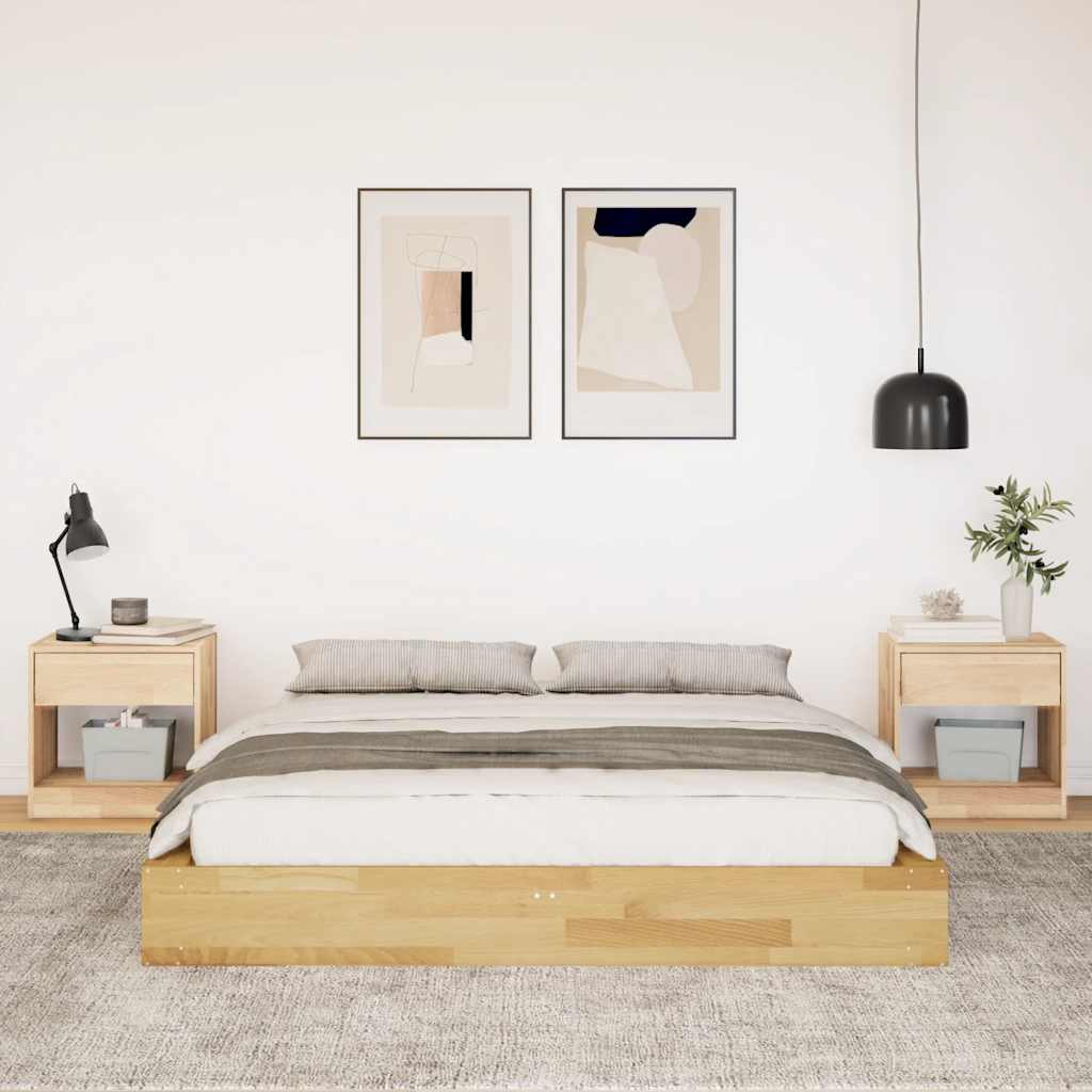 Cadre de lit sans matelas 140x200 cm bois massif de chêne