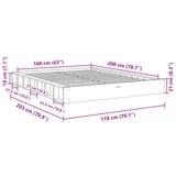 Bed frame without mattress 160x200 cm solid oak wood