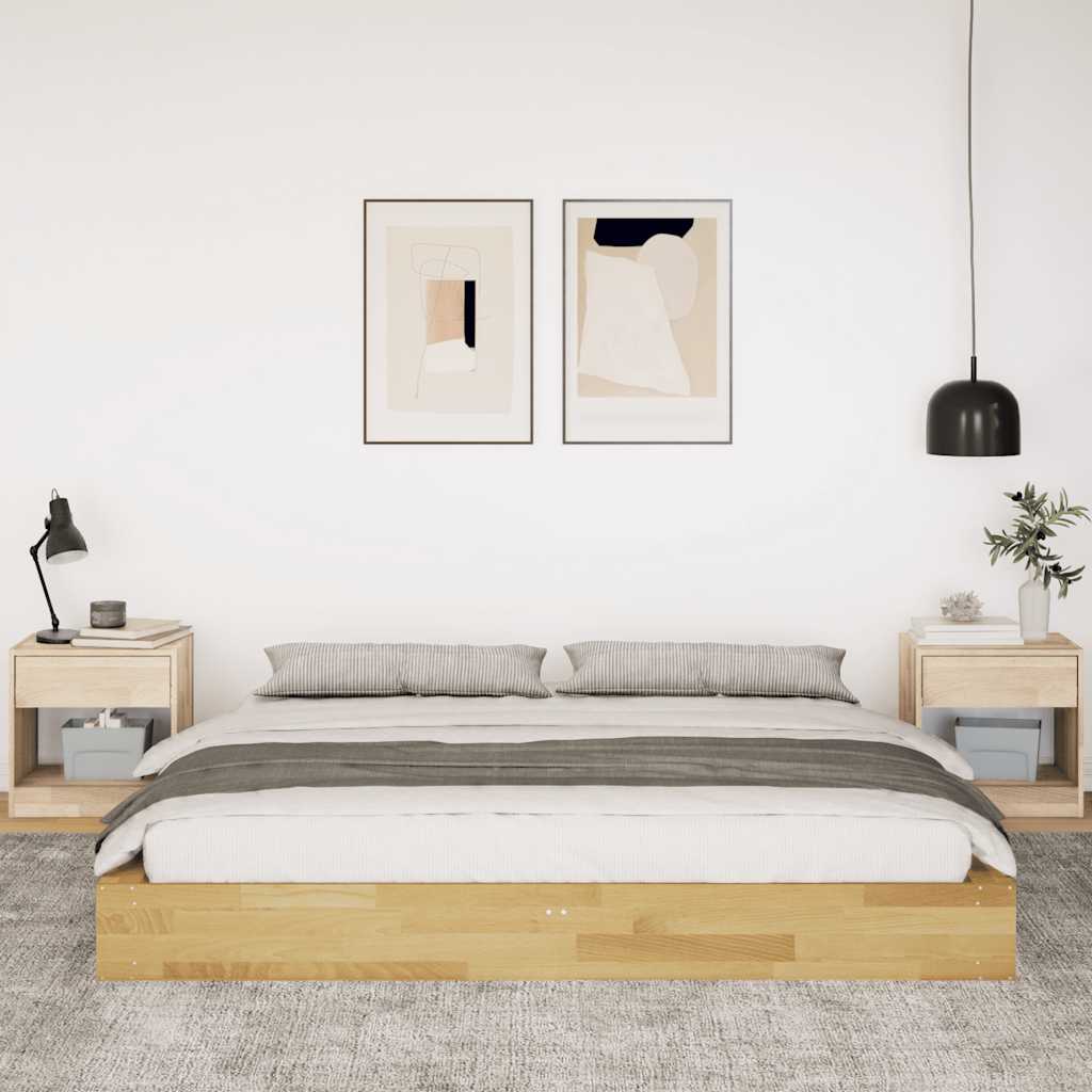 Cadre de lit sans matelas 180x200 cm bois massif de chêne