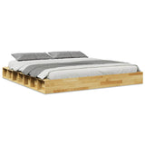 Cadre de lit sans matelas 200 x 200 cm en bois massif de chêne