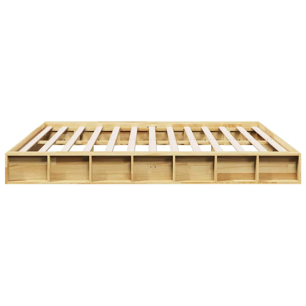 Cadre de lit sans matelas 200 x 200 cm en bois massif de chêne