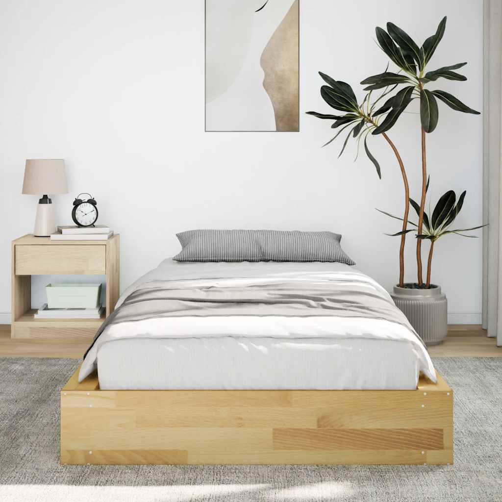 Cadre de lit sans matelas 75x190 cm bois massif de chêne