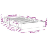 Cadre de lit sans matelas 75x190 cm bois massif de chêne