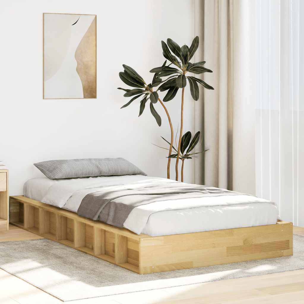 Cadre de lit sans matelas 75x190 cm bois massif de chêne