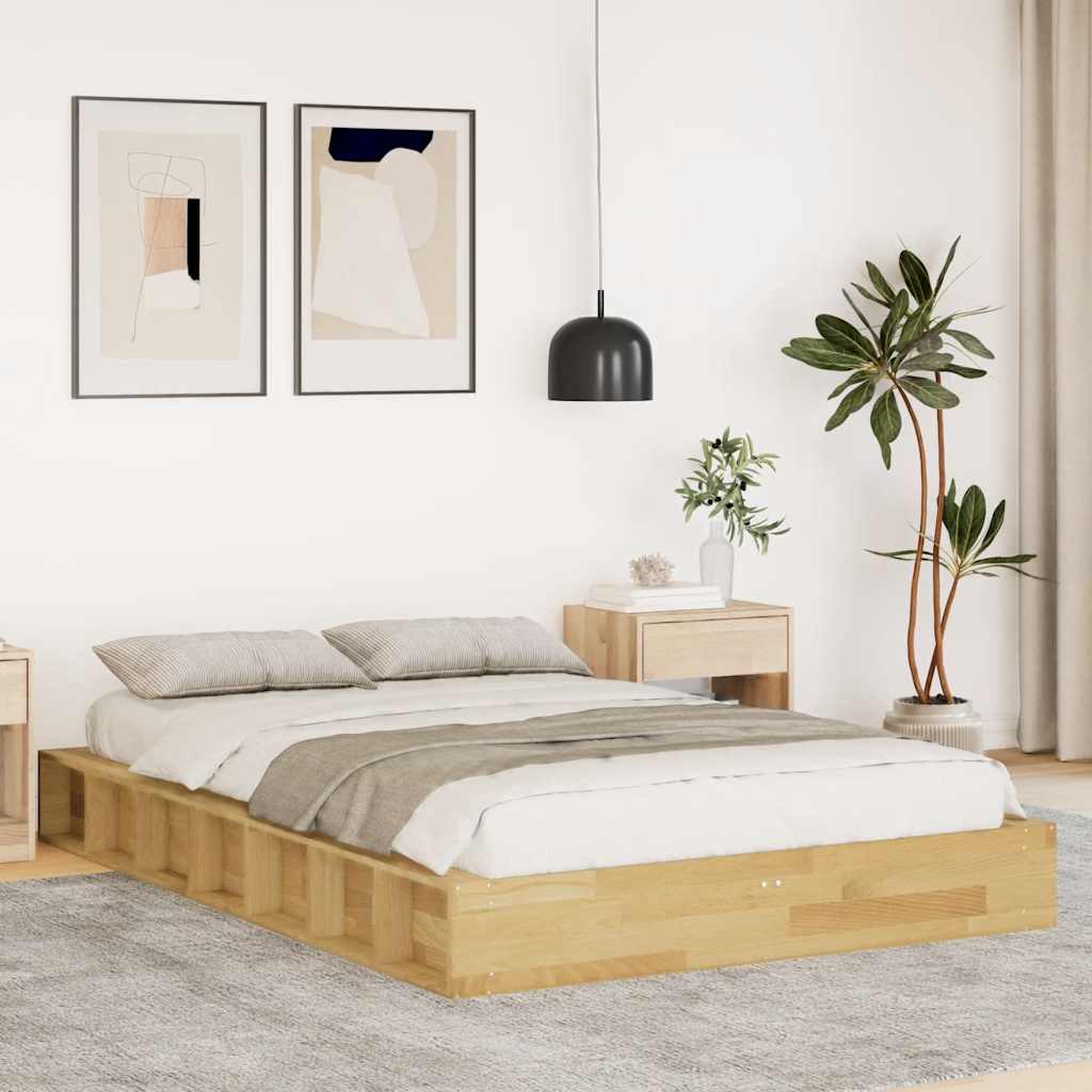 Cadre de lit sans matelas 120x190 cm bois massif de chêne