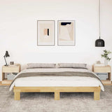 Bed frame without mattress 200 x 200 cm in solid oak wood