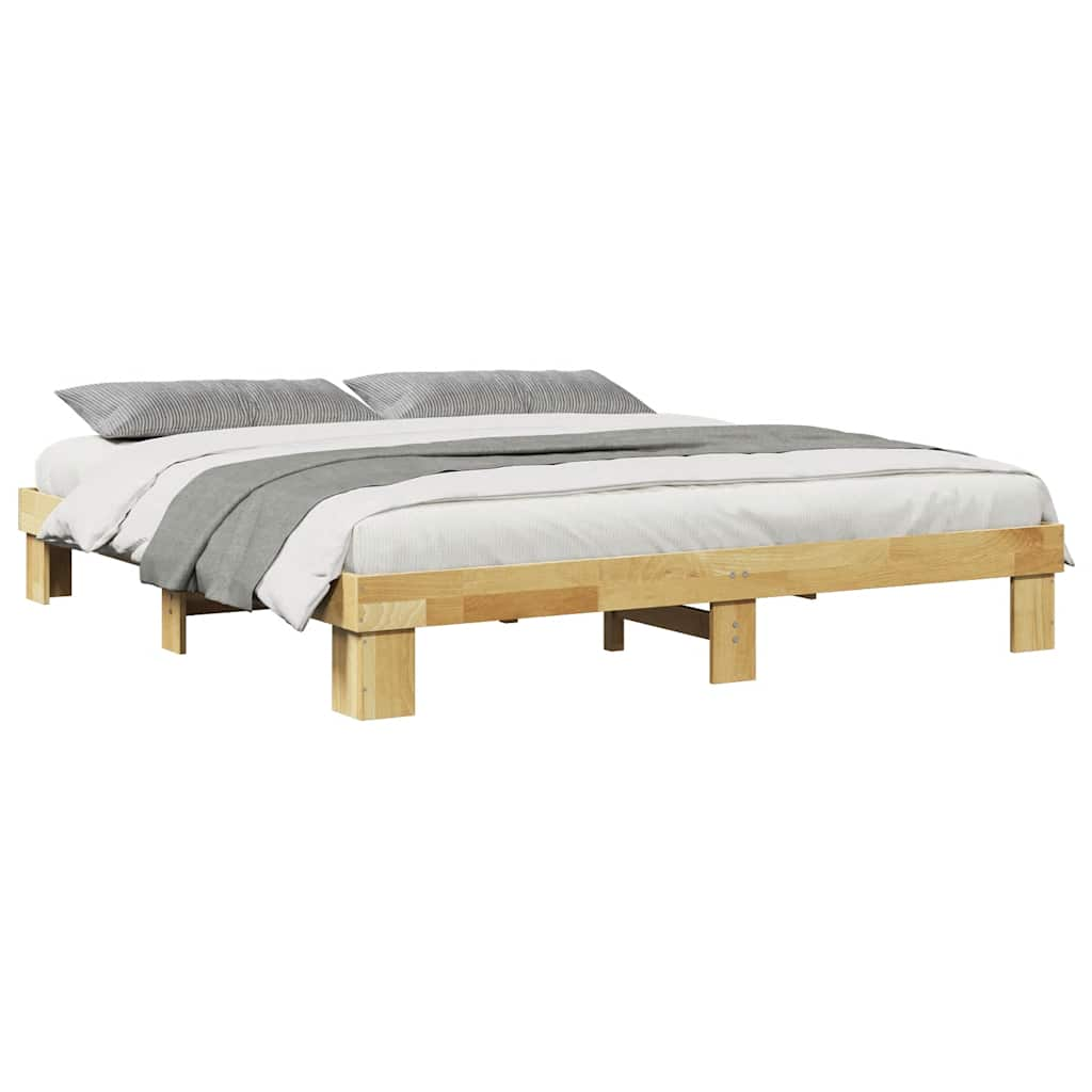 Bed frame without mattress 200 x 200 cm in solid oak wood