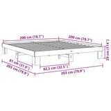 Bed frame without mattress 200 x 200 cm in solid oak wood