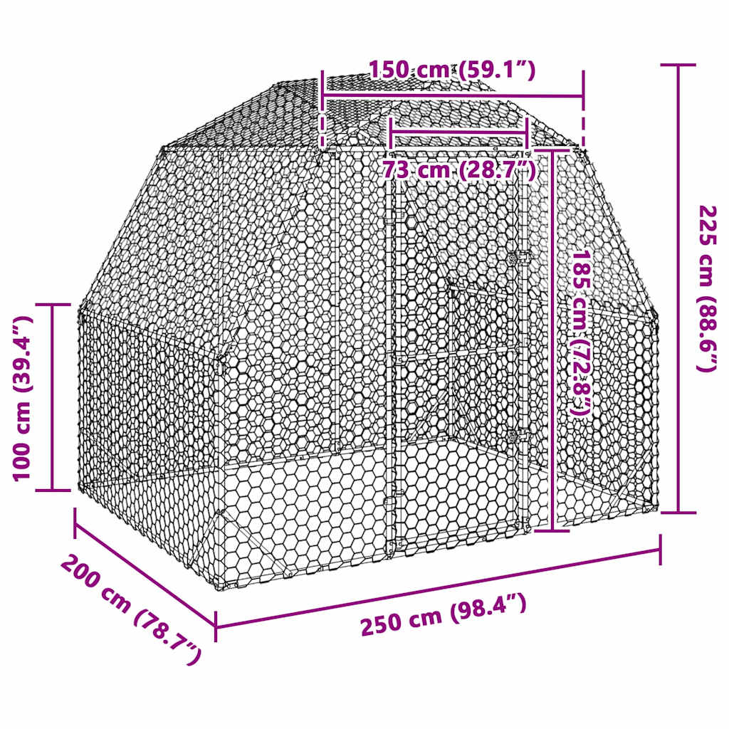 Chicken coop 2.5x2x2.25 m galvanized steel