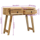 Table console 90x32x75 cm bois massif de manguier brut