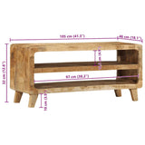 Meuble TV 105x46x32 cm bois massif de manguier brut