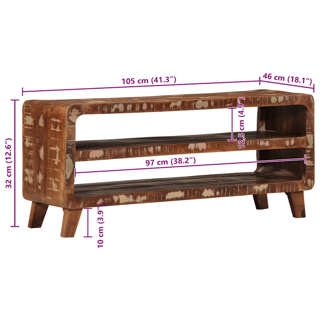 Meuble TV 105x46x32 cm Bois massif de récupération