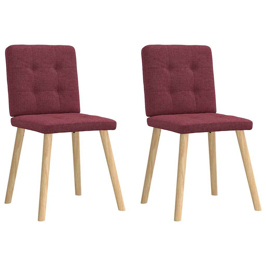 Chaises à manger lot de 2 rouge bordeaux tissu