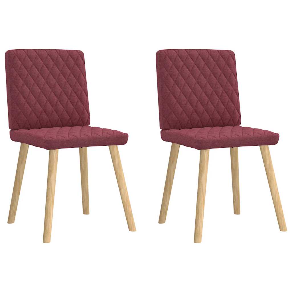 Chaises à manger lot de 2 rouge bordeaux tissu