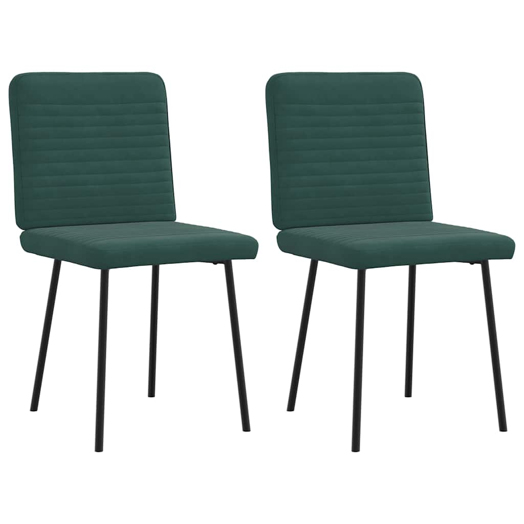 Chaises à manger lot de 2 Vert foncé Velours