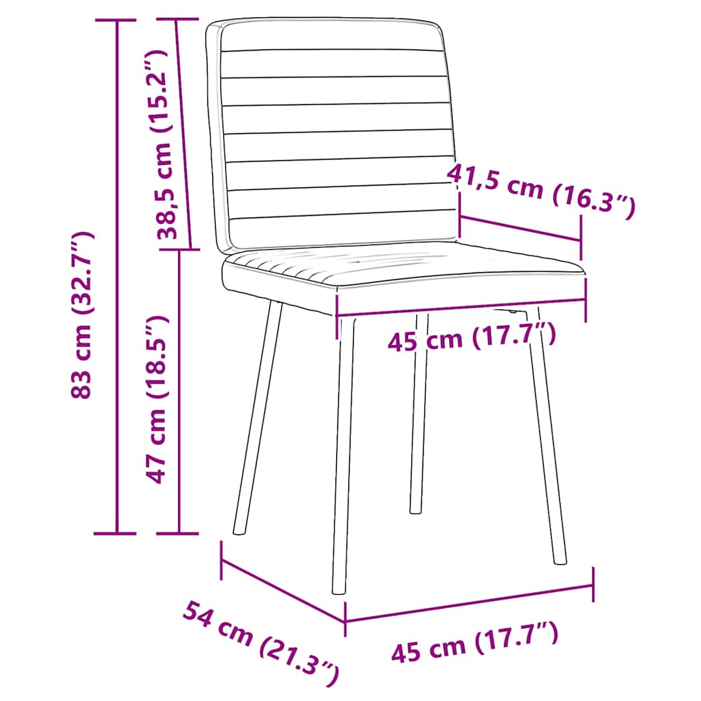 Chaises à manger lot de 2 Jaune Velours